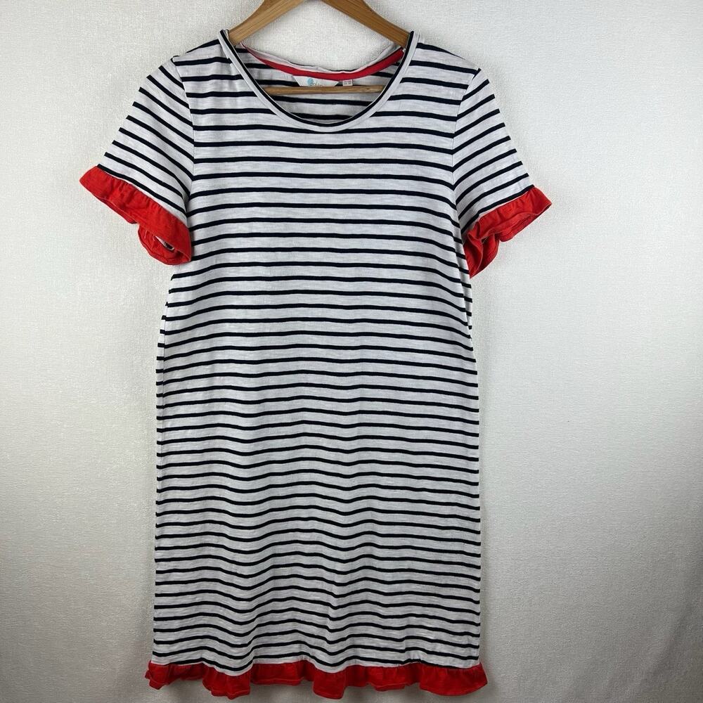 Boden Women’s Size 8R Navy Striped 100% Cotton Short Sleeve Mini Dress
